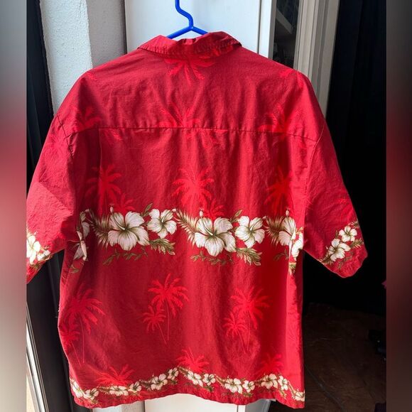 Men's Fashionable Hawaiian Style Shirt Ali fashions red Hibiscus SZ XXL - Picture 7 of 7